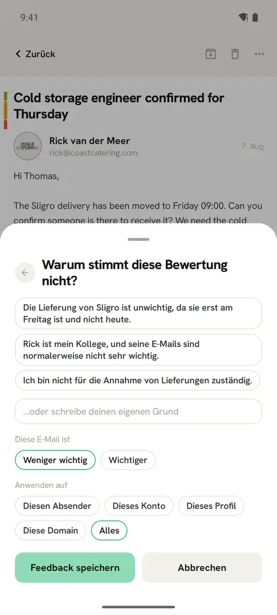 Einmal widersprechen, und dieser Fehler passiert nicht wieder.
